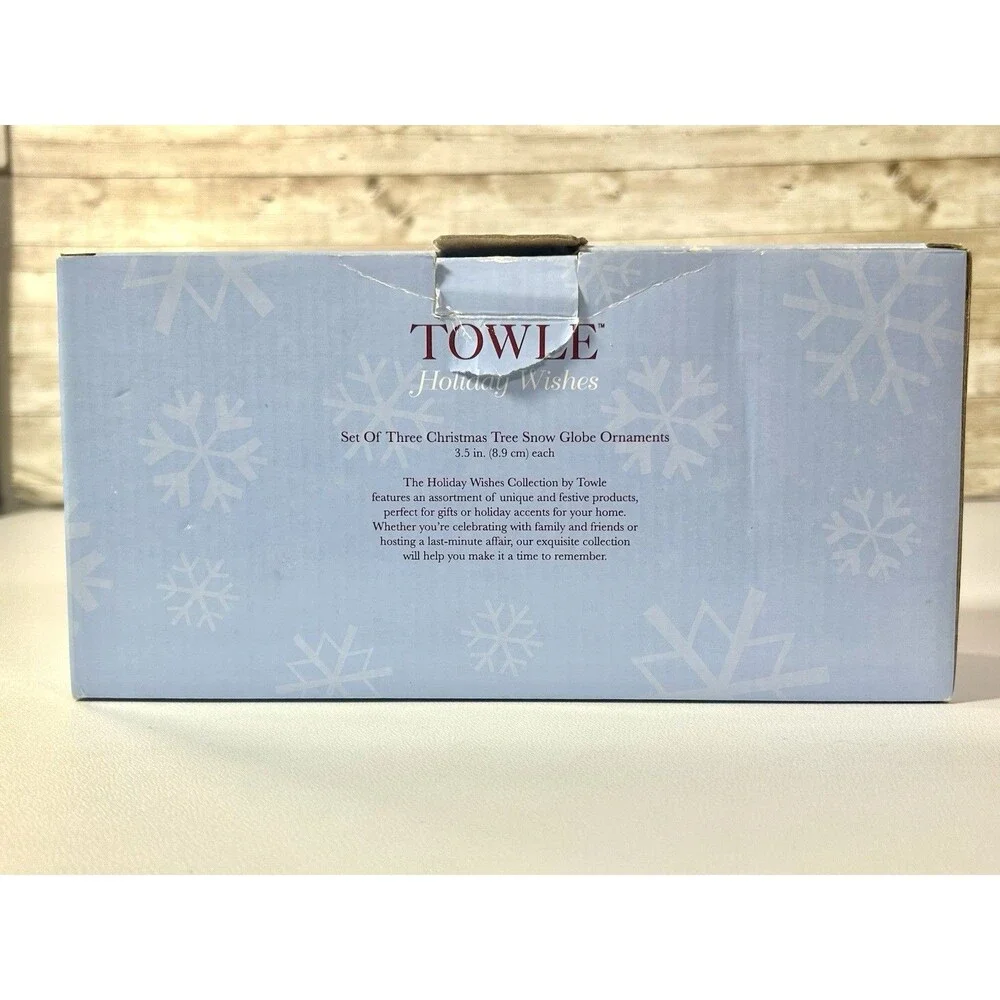 Snow Globe Ornaments Holiday Wishes Set of Three Christmas Tree By Towle